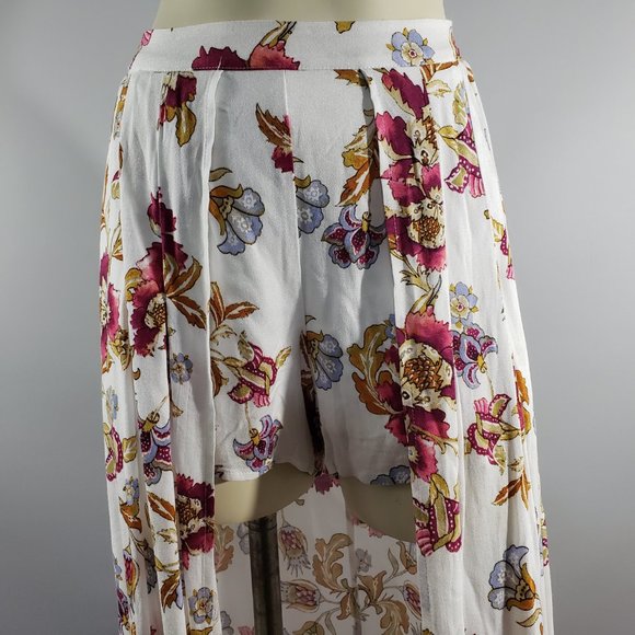 Miami maxi skirt shorts combination floral elastic High Low skorts - Picture 2 of 8